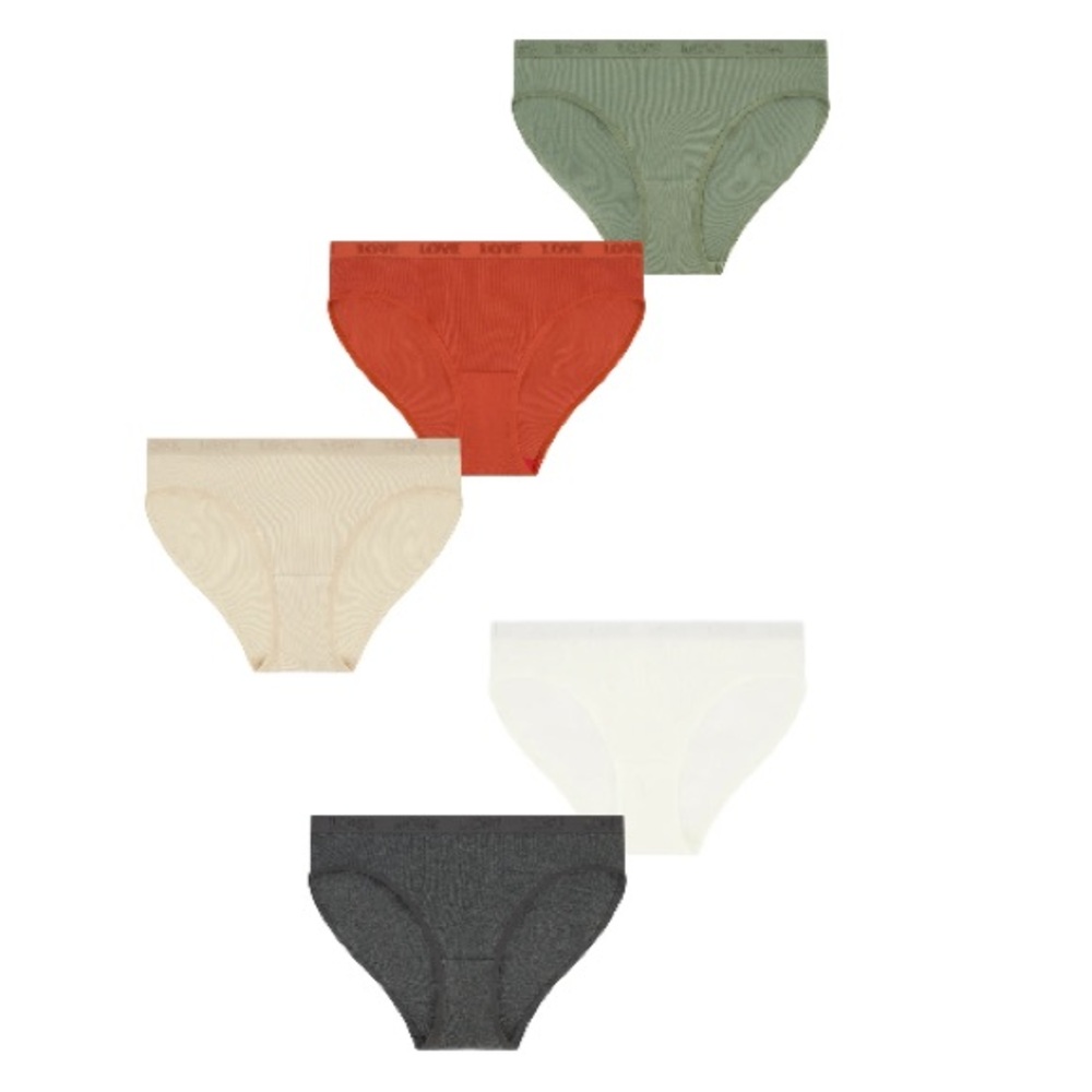 Stretch Ribbed Hi-Cut Cheeky Panties, 5-Pack, Ladies/Junior’s Size 21
